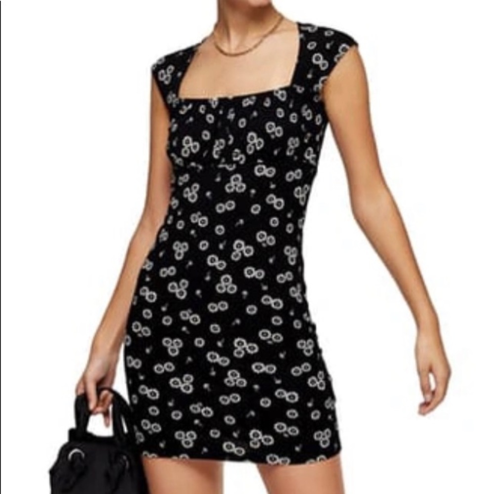 Topshop Daisy '90s Body-con Dress In Black Multi Brand new with tag!